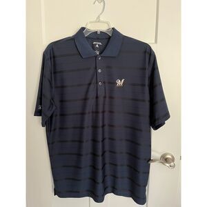 Milwaukee Brewers Men's Navy Polo Shirt - Sz Lg - NEW